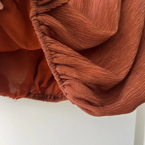 Lulus Fall Crop Top Western Rodeo Casual Transition Rust Brown Festival Boho XS - Picture 11 of 12